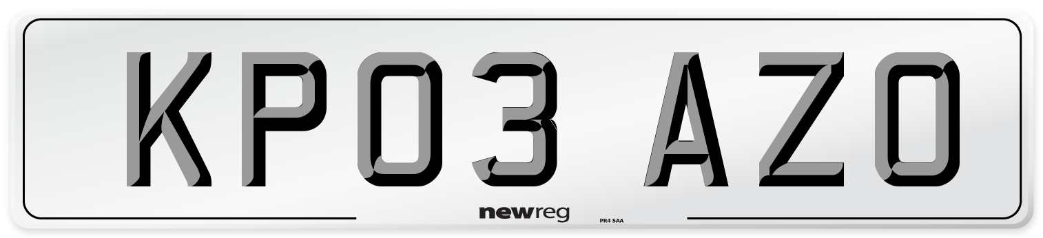 KP03 AZO Number Plate from New Reg
